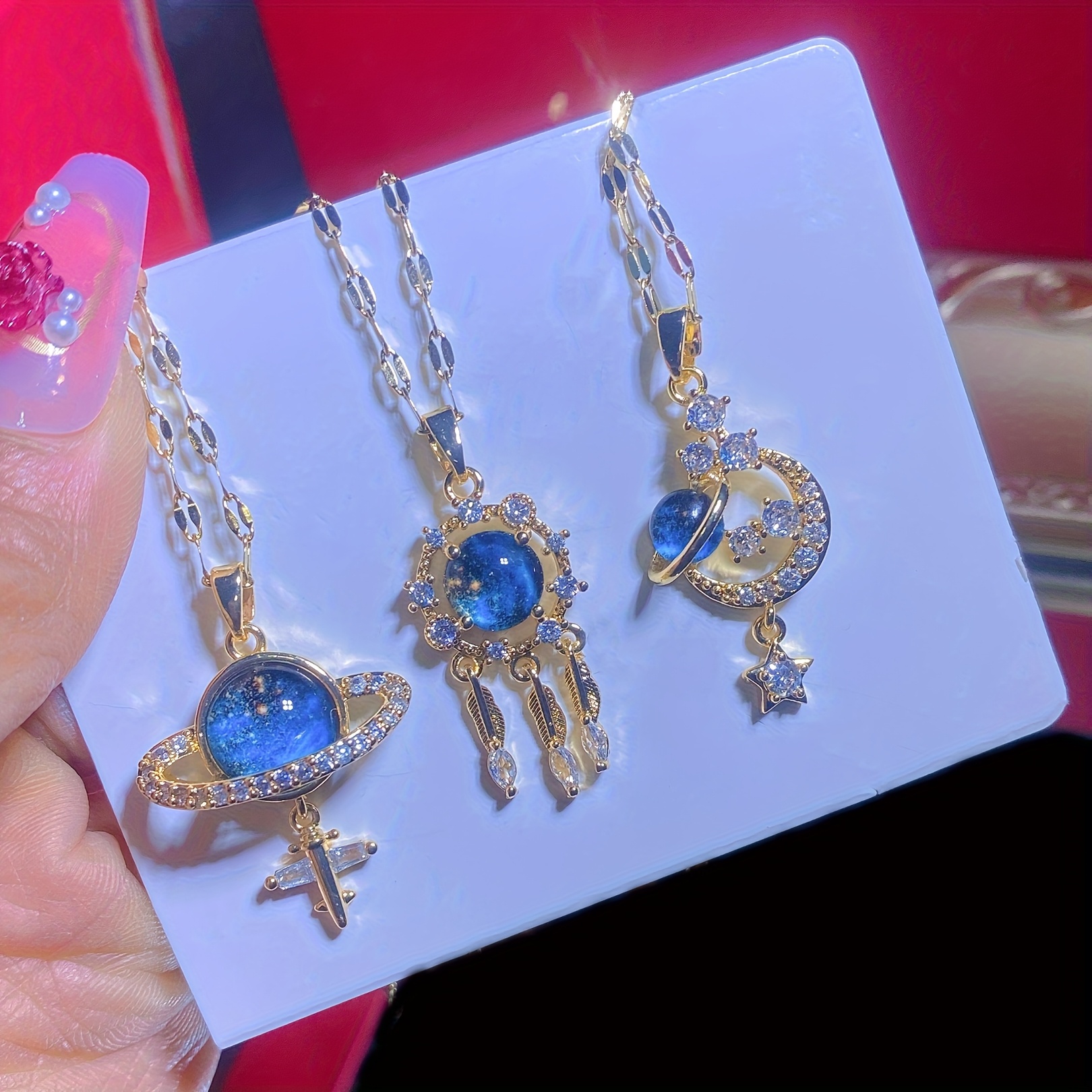 3pcs Set of Star Themed Necklaces, Classic Versatile Pendants